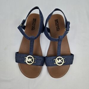 Michael Kors Girls "Marcella" T-Strap Sandals in denim. Size 4